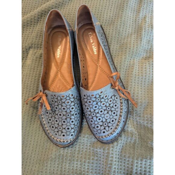 Ethan Valdez Shoes - Ethan Valdez Women's Size 8 Blue Denim Darling Slip on Flats Casual